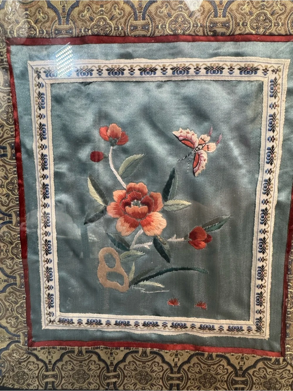 Vintage Set Chinese Silk Embroidery Butterfly Flowers Wall Hanging Picture Decor